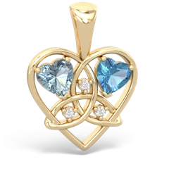 Aquamarine Celtic Trinity Heart 14K Yellow Gold pendant P5331