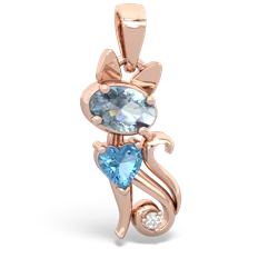 Aquamarine Kitten 14K Rose Gold pendant P5780