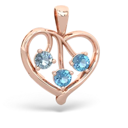 Aquamarine Glowing Heart 14K Rose Gold pendant P2233