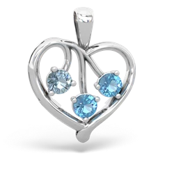 Aquamarine Glowing Heart 14K White Gold pendant P2233