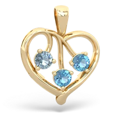 Aquamarine Glowing Heart 14K Yellow Gold pendant P2233