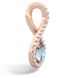 Aquamarine Pave Twist 'One Heart' 14K Rose Gold pendant P5360