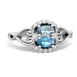 Aquamarine Love Nest 14K White Gold ring R5860