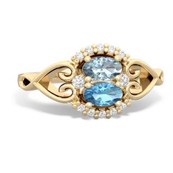 Aquamarine Love Nest 14K Yellow Gold ring R5860