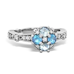 Aquamarine Sparkling Tiara Cluster 14K White Gold ring R26293RD