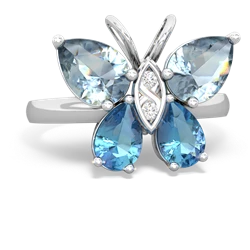 Aquamarine Butterfly 14K White Gold ring R2215