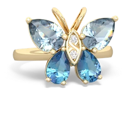 Aquamarine Butterfly 14K Yellow Gold ring R2215