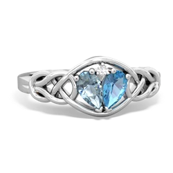 Aquamarine Celtic Love Knot 14K White Gold ring R5420