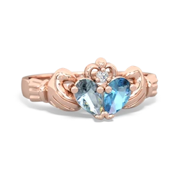 Aquamarine 'Our Heart' Claddagh 14K Rose Gold ring R2388