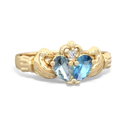 Aquamarine 'Our Heart' Claddagh 14K Yellow Gold ring R2388