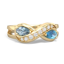 Aquamarine Diamond Infinity 14K Yellow Gold ring R5390