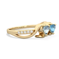 Aquamarine Side By Side 14K Yellow Gold ring R3090