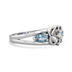 Aquamarine Hearts Intertwined 14K White Gold ring R5880