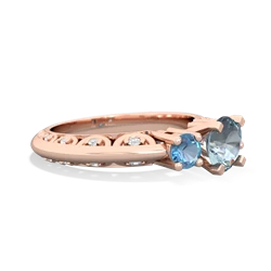 Aquamarine Art Deco Eternal Embrace Engagement 14K Rose Gold ring C2003