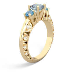 Aquamarine Art Deco Eternal Embrace Engagement 14K Yellow Gold ring C2003