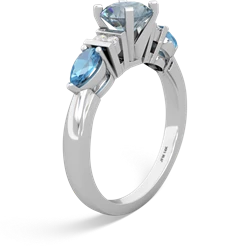 Aquamarine 6Mm Round Eternal Embrace Engagement 14K White Gold ring R2005