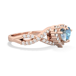 Aquamarine Diamond Twist 'One Heart' 14K Rose Gold ring R2640HRT