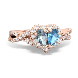 Aquamarine Diamond Twist 'One Heart' 14K Rose Gold ring R2640HRT