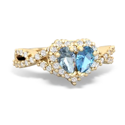 Aquamarine Diamond Twist 'One Heart' 14K Yellow Gold ring R2640HRT