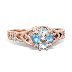 Aquamarine Celtic Knot Cluster Engagement 14K Rose Gold ring R26443RD