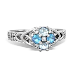 Aquamarine Celtic Knot Cluster Engagement 14K White Gold ring R26443RD