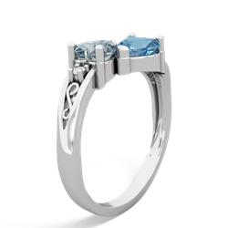 Aquamarine Snuggling Hearts 14K White Gold ring R2178