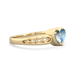 Aquamarine Filligree 'One Heart' 14K Yellow Gold ring R5070