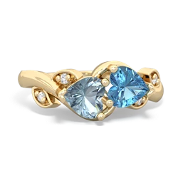 Aquamarine Floral Elegance 14K Yellow Gold ring R5790