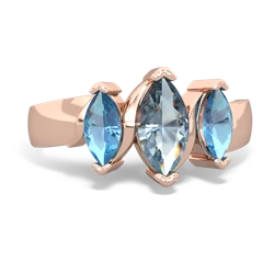 Aquamarine Three Peeks 14K Rose Gold ring R2433