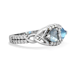 Aquamarine Sparkling Celtic Knot 14K White Gold ring R2645