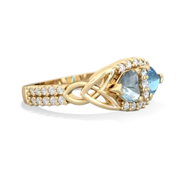 Aquamarine Sparkling Celtic Knot 14K Yellow Gold ring R2645