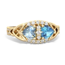 Aquamarine Sparkling Celtic Knot 14K Yellow Gold ring R2645