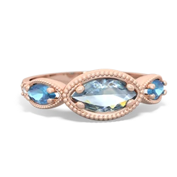 Aquamarine Milgrain Marquise 14K Rose Gold ring R5700