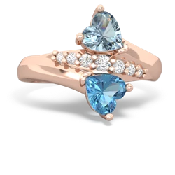 Aquamarine Heart To Heart 14K Rose Gold ring R2064