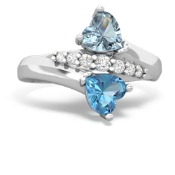 Aquamarine Heart To Heart 14K White Gold ring R2064