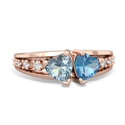 Aquamarine Heart To Heart 14K Rose Gold ring R3342