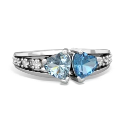 Aquamarine Heart To Heart 14K White Gold ring R3342