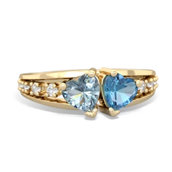 Aquamarine Heart To Heart 14K Yellow Gold ring R3342