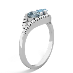 Aquamarine Mother And Child 14K White Gold ring R3010