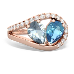 Aquamarine Nestled Heart Keepsake 14K Rose Gold ring R5650