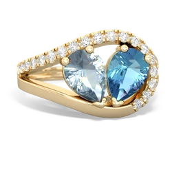 Aquamarine Nestled Heart Keepsake 14K Yellow Gold ring R5650