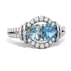 Aquamarine Art-Deco Keepsake 14K White Gold ring R5630