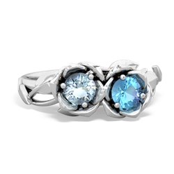 Aquamarine Rose Garden 14K White Gold ring R5510