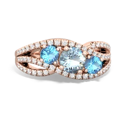 Aquamarine Three Stone Aurora 14K Rose Gold ring R3080