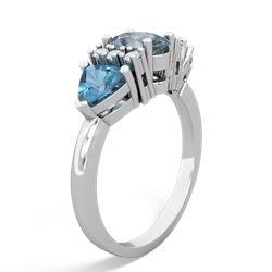 Aquamarine Antique Style Three Stone 14K White Gold ring R2186