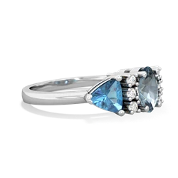 Aquamarine Antique Style Three Stone 14K White Gold ring R2186