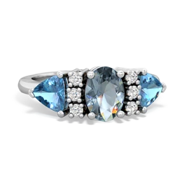 Aquamarine Antique Style Three Stone 14K White Gold ring R2186