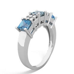 Aquamarine Three Stone Diamond Cluster 14K White Gold ring R2592