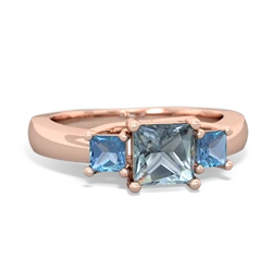 Aquamarine Three Stone Trellis 14K Rose Gold ring R4015