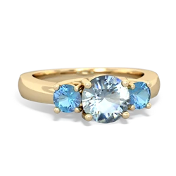 Aquamarine Three Stone Round Trellis 14K Yellow Gold ring R4018